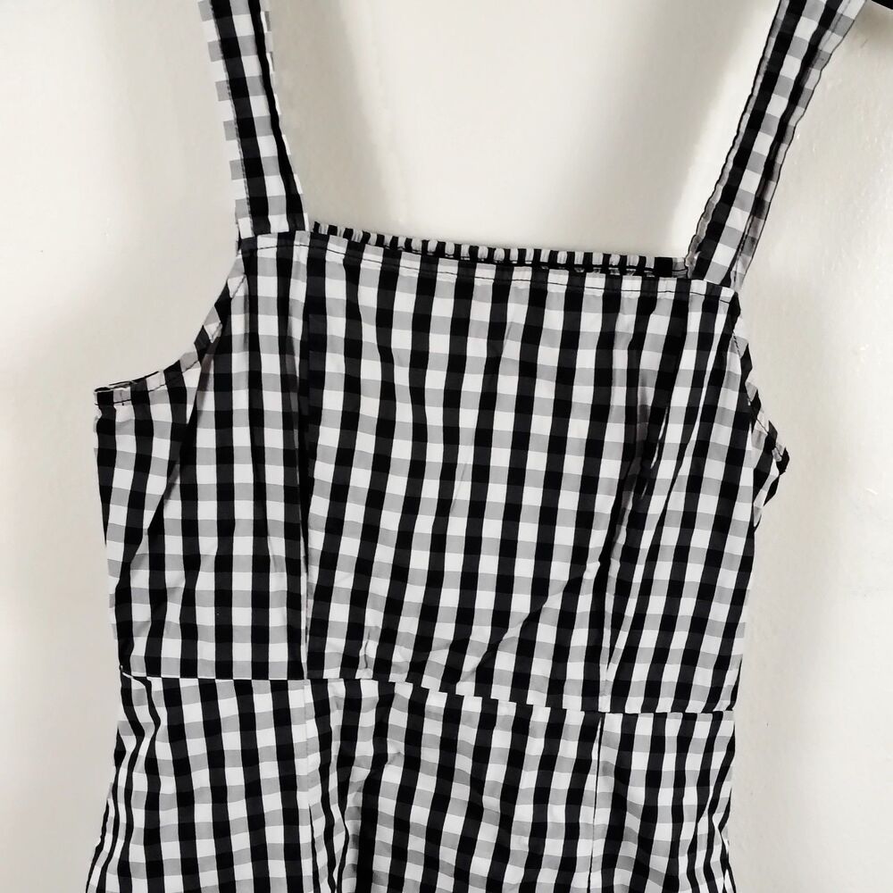 Ava Black White Gingham Sleeveless Dress Pockets Side zip 25 in Length - Picture 6 of 11